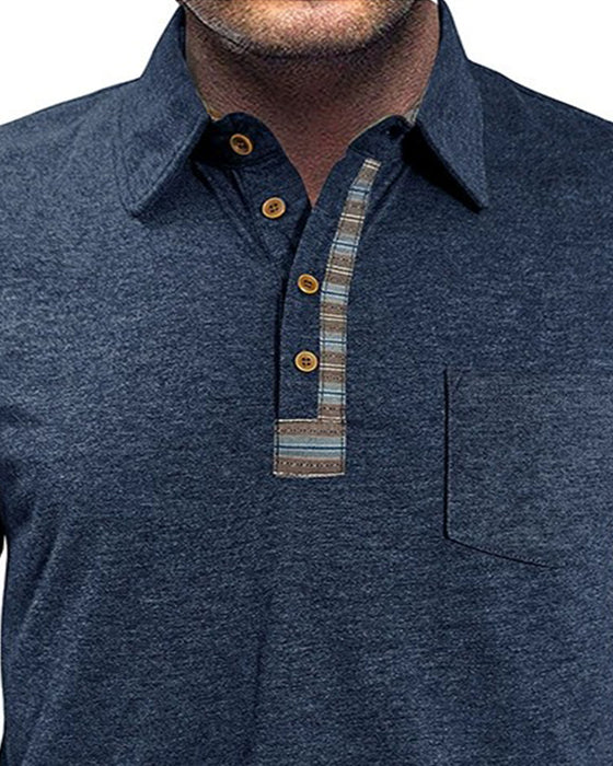 Men's Button Lapel Polo Blouse