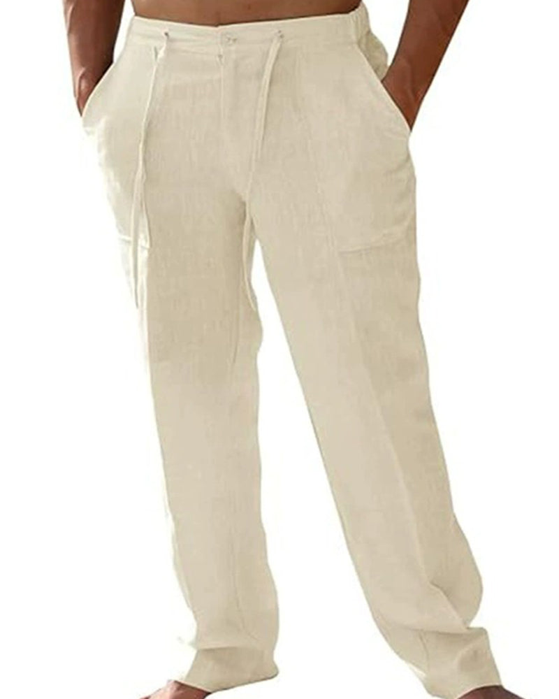 Solid Color Pocket Drawstring Beach Pant