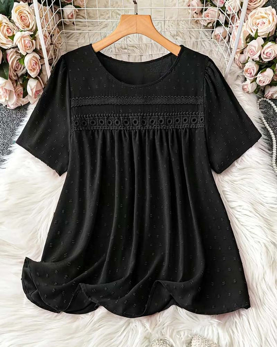 Crew Neck Fashion Casual Blouse