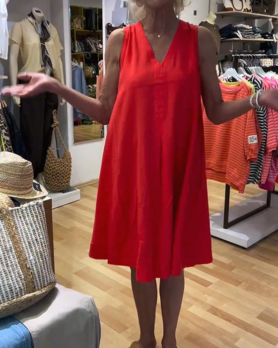 Sleeveless V-Neck Relaxed A-Line Dress
