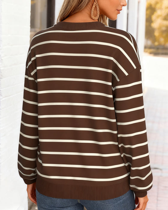 Striped Loose Ribbed Sweatshirt