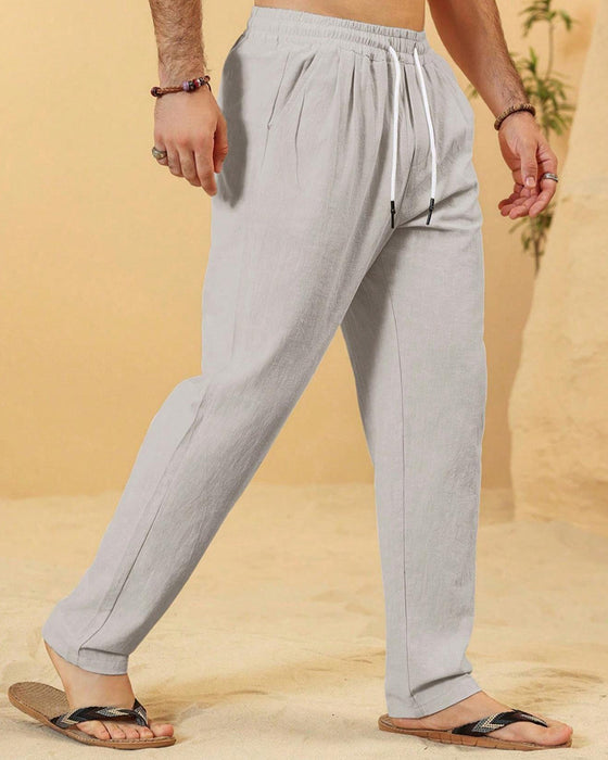 Elastic Waist Drawstring Tapered Pants