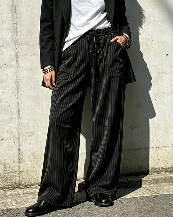Pocket Drawstring Long Pants