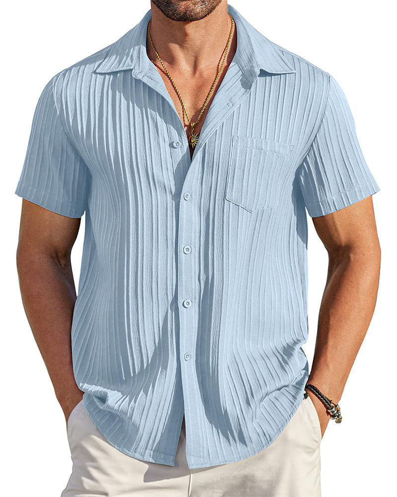 Men's Collared Button-Down Striped Shirt