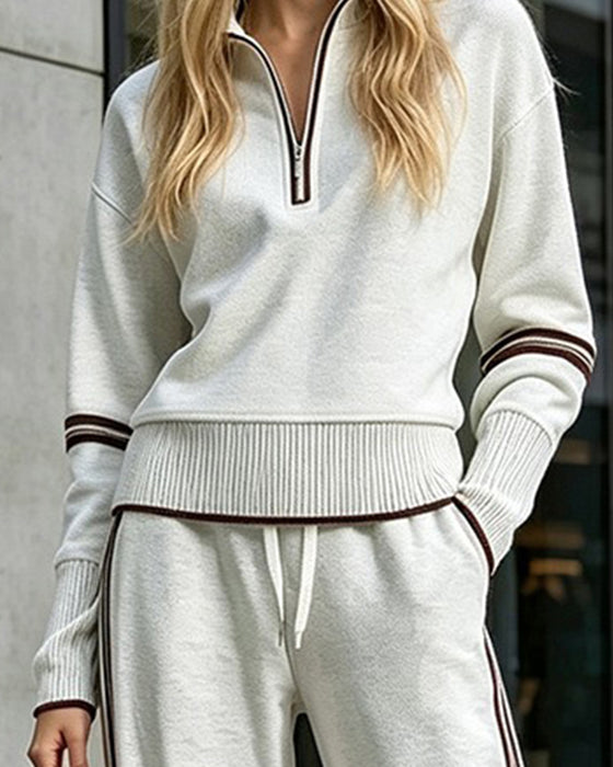 Solid Color Long Sleeve Two Piece Set