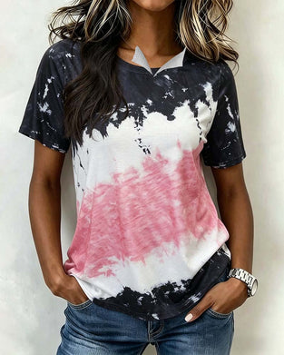 Crew Neck Tie-Dye Short Sleeve T-Shirt
