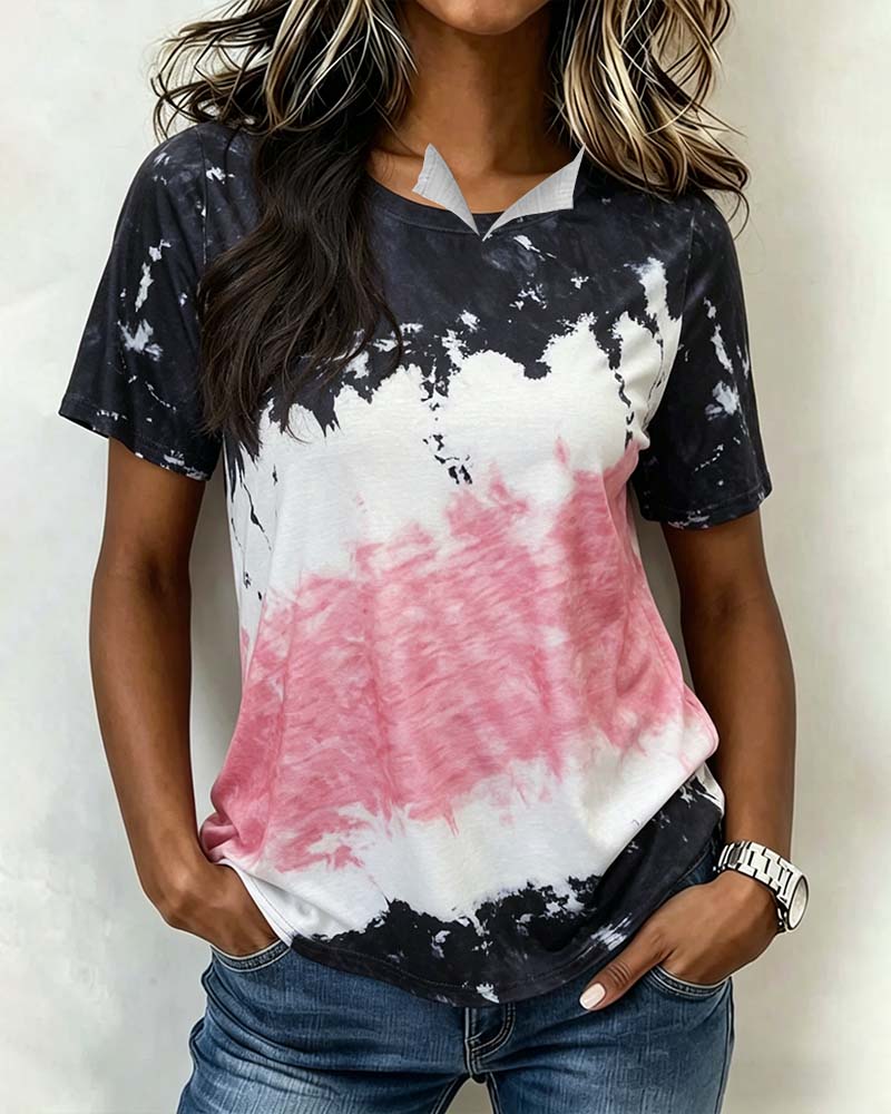 Crew Neck Tie-Dye Short Sleeve T-Shirt