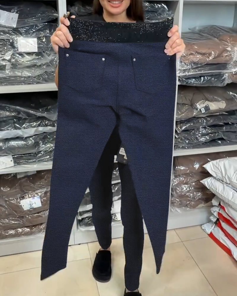 Stylish Solid Color Stretch Pants