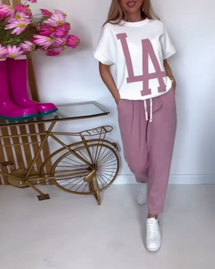 Casual Letter Print Sports Set
