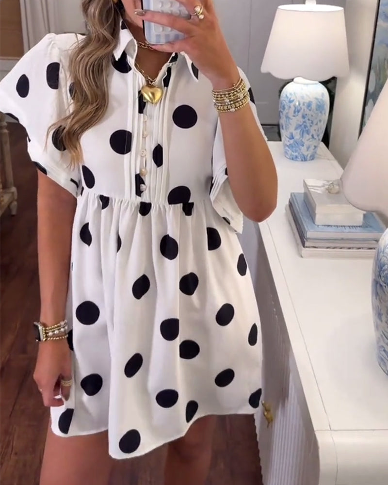 Polka Dot Lapel Doll Dress