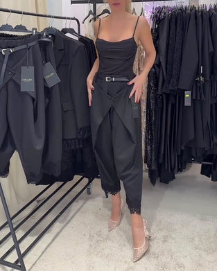 Fashionable Lace Stitching Harem Pants