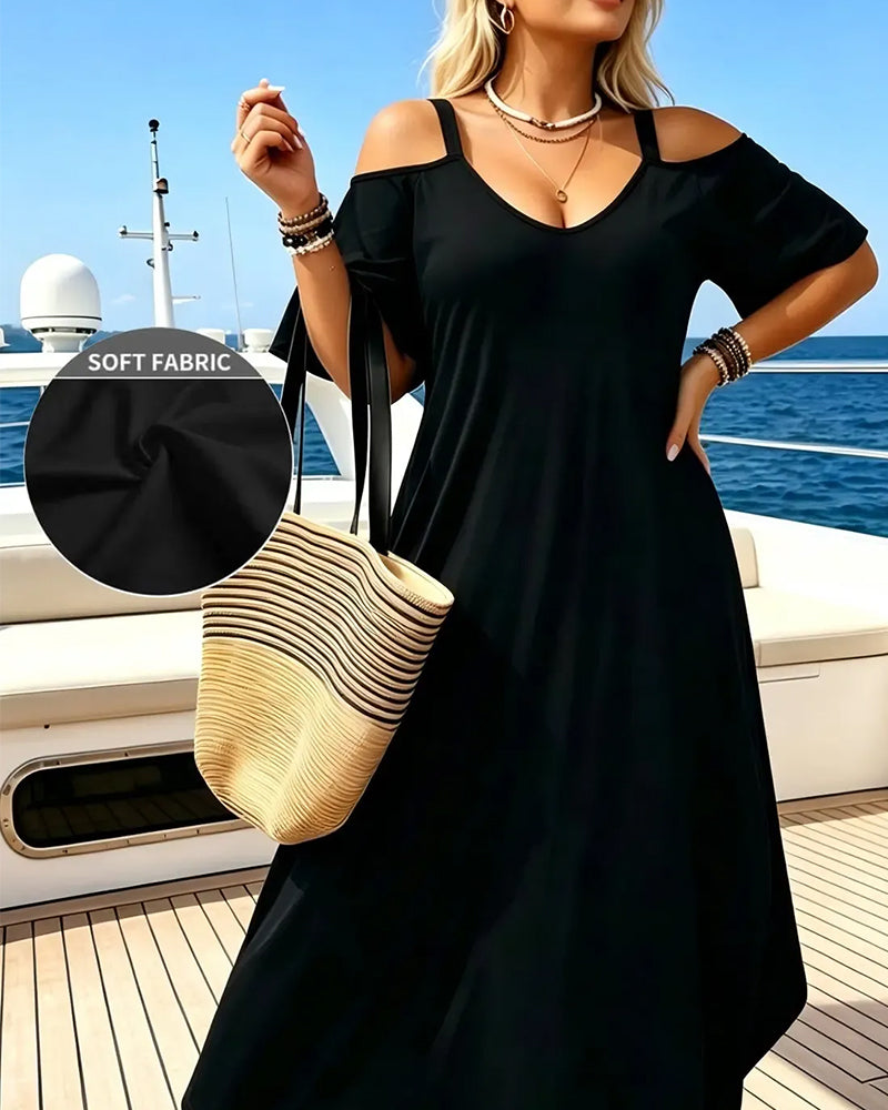 U-Neck Strappy Off-Shoulder Loose Dress