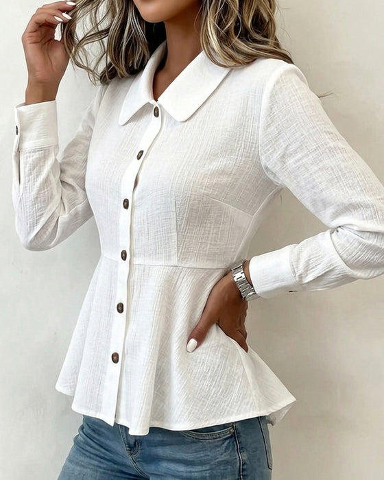 Solid Color Peter Pan Collar Shirt