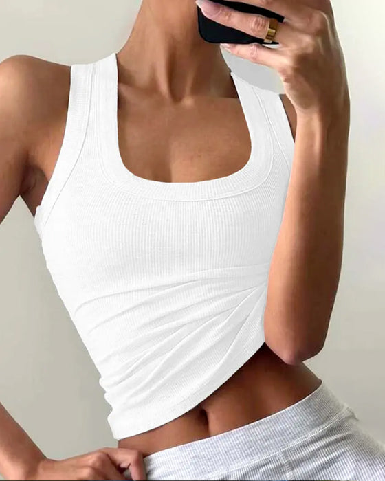 U-Shaped Square Neckline Slim-Fit Tank Top