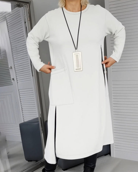 Stylish Large Pocket Zipper Design Dress