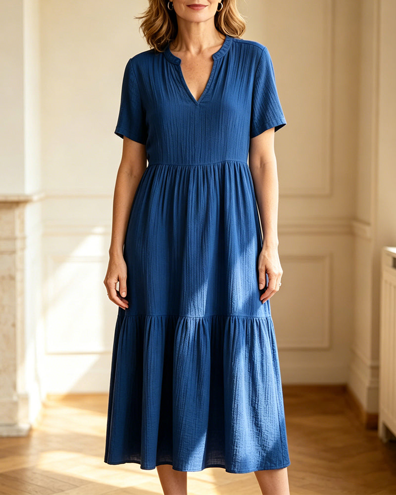 Casual Solid Color Short-Sleeved Dress