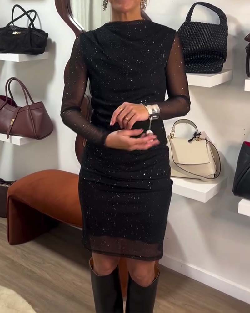 Fashionable Mesh Permed Hip Dress