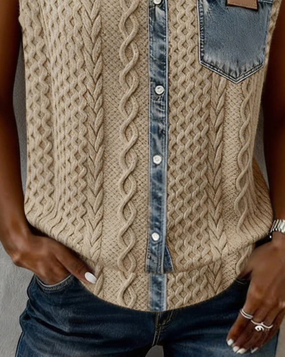 Patchwork Denim Fashion Tank Top