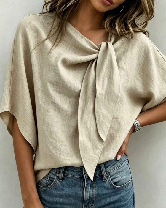 Casual Solid Color Blouse