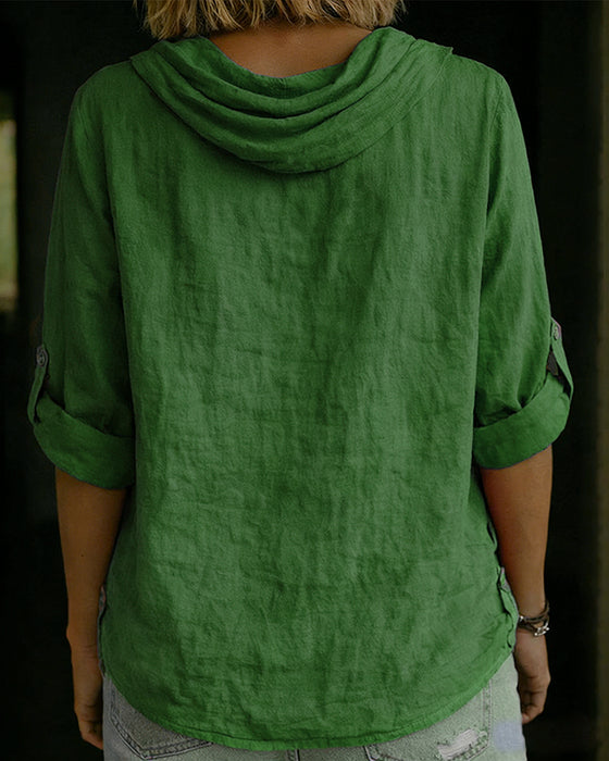 Turn-Down Collar Cotton Top
