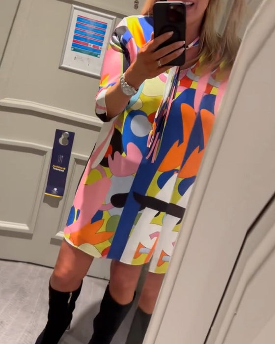 Casual long sleeve printed dress