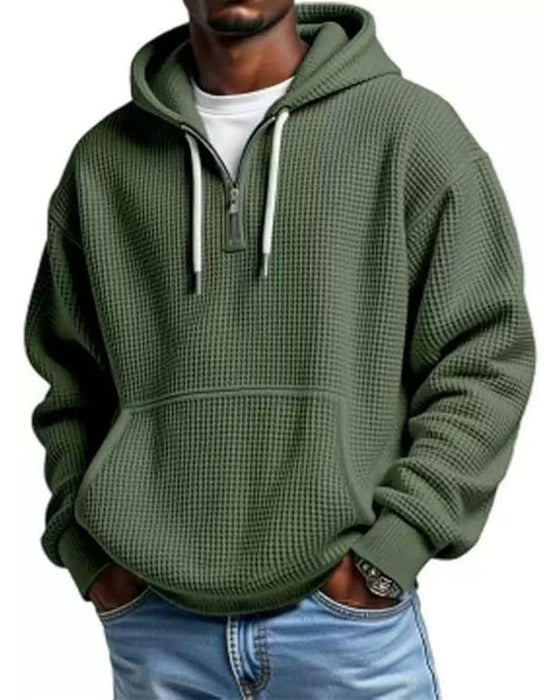 Men's Solid Zip Pullover Hoodie