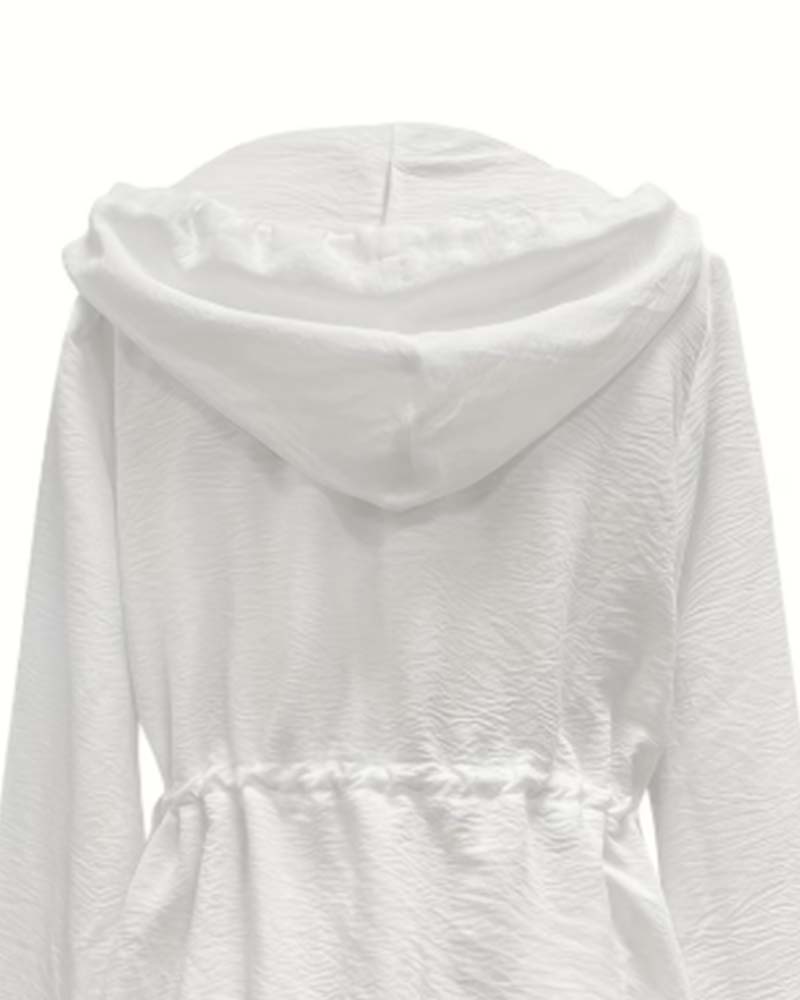 Hooded Casual Solid Drawstring Coat