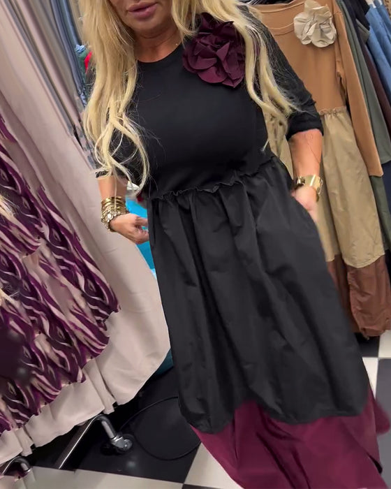 Elegant dress with contrasting slits