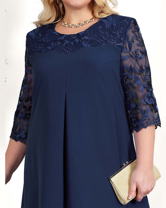 Casual Loose Embroidered Chiffon Dress