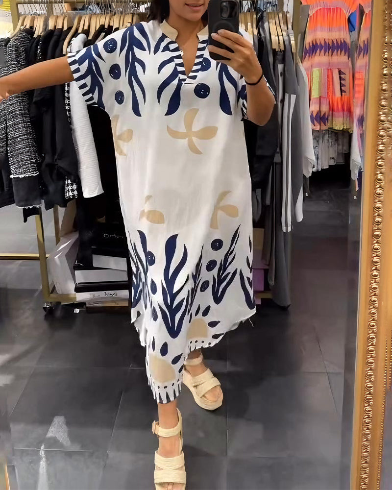 Floral Print V-Neck Dress