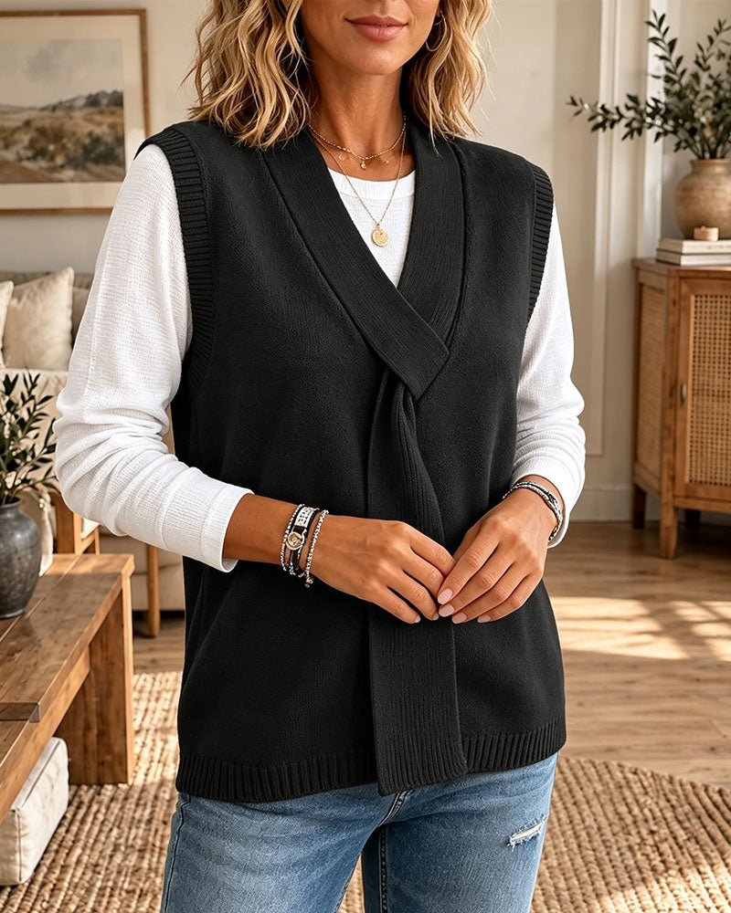 Sleeveless V-Neck Sweater Vest