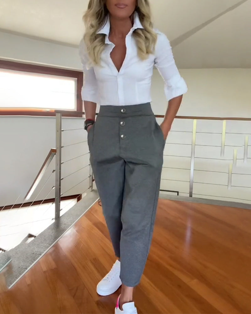 Stylish Button-Down Harem Pants