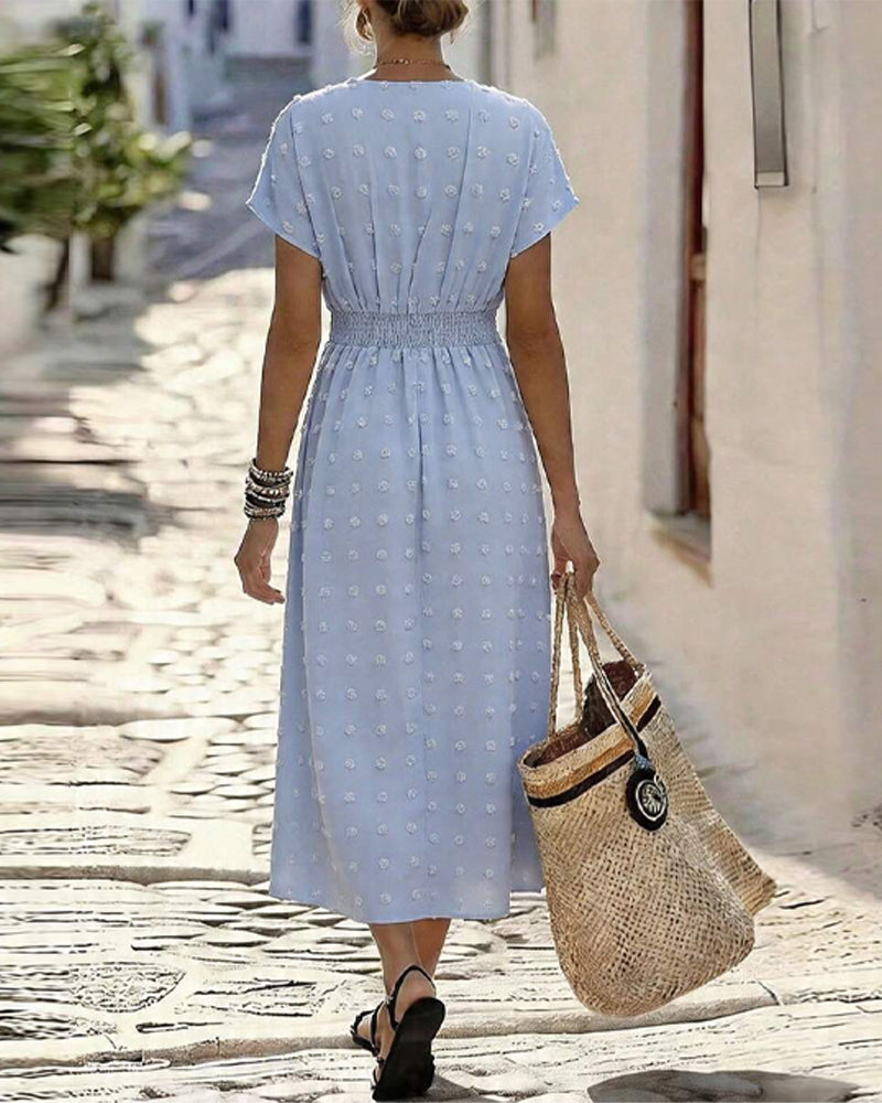 V-Neck Waist Casual Dress