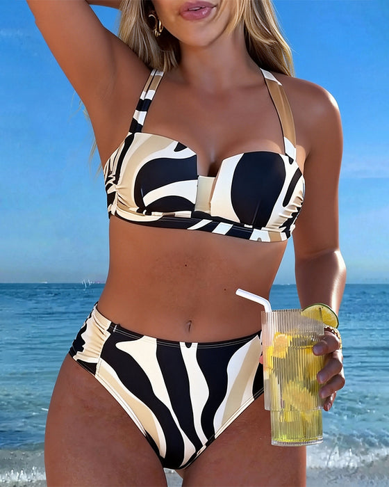 Vacation Animal Print Wireless Bra Bikini