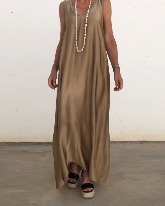 Sleeveless Round Neck Long Dress
