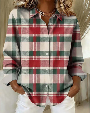 Plaid Print Lapel Shirt