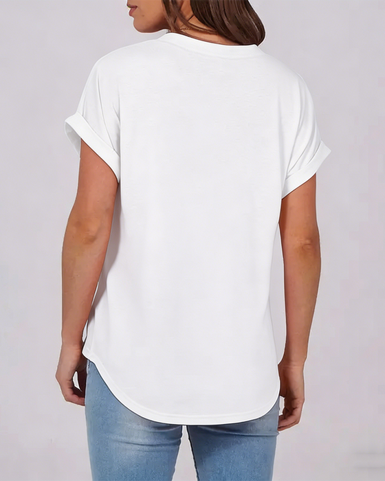 Solid V-Neck Short-Sleeve T-Shirt