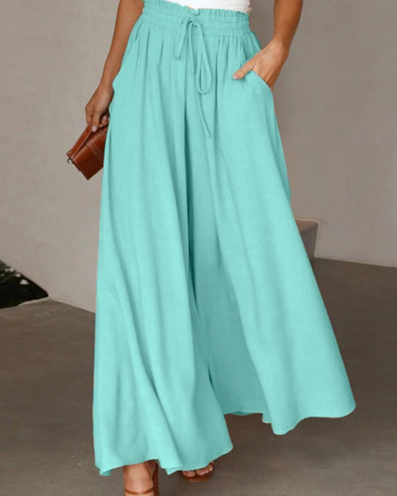 Drawstring Casual Wide-Leg Pants