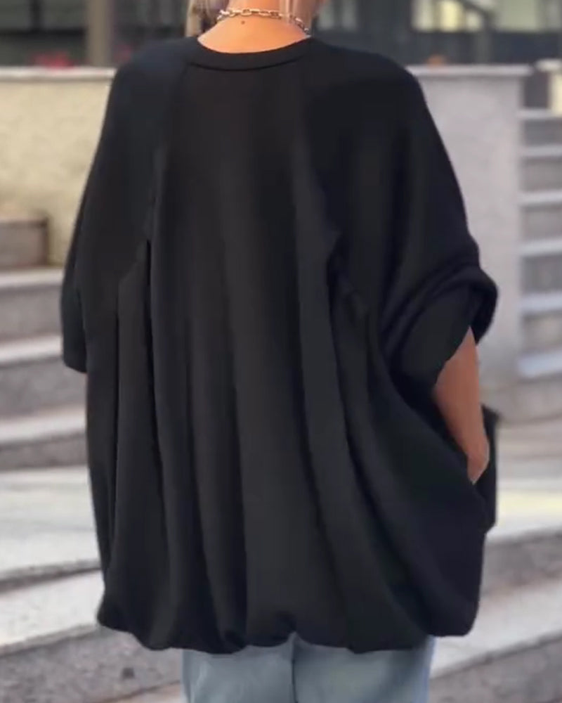 Solid Color Loose Irregular Sweatshirts