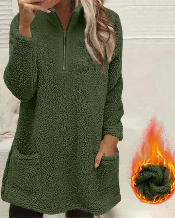 Solid Color Stand Collar Sweatshirt