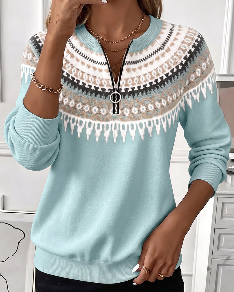 Color-Block Zip Long Sleeve Sweatshirts