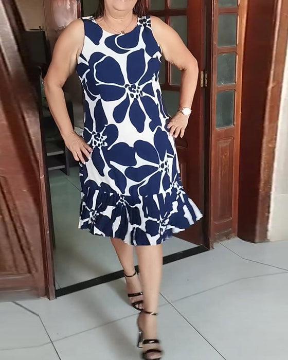 Floral print sleeveless dress