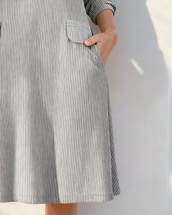 V-Neck Button-Down A-Line Dress