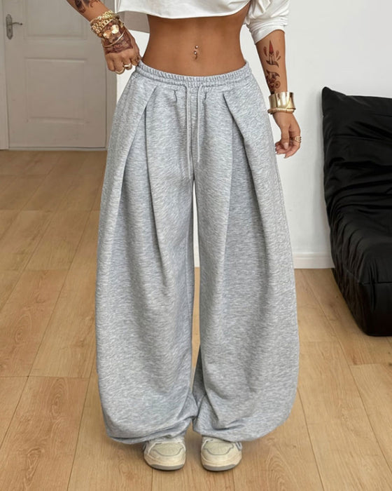 Y2K Solid Color Drawstring Sweatpants