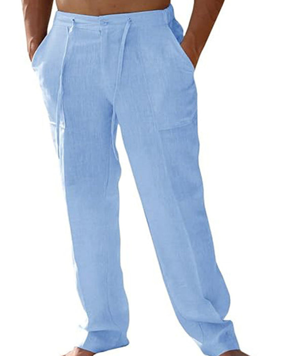 Solid Color Pocket Drawstring Beach Pant