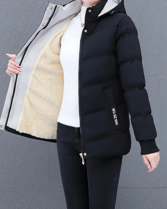 Casual Solid Color Warm Hooded Jacket