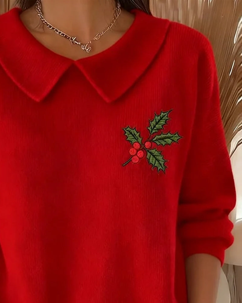 Peter Pan Collar Jacquard Jumper