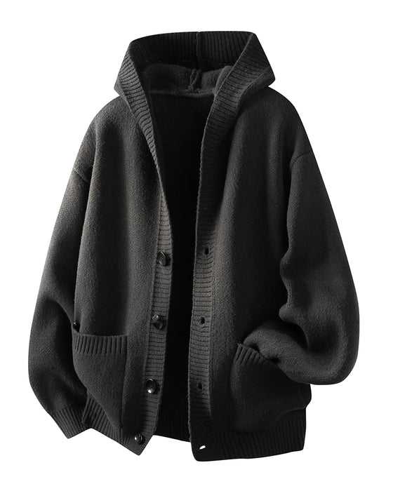 Hooded Button Pocket Men's Cardigan