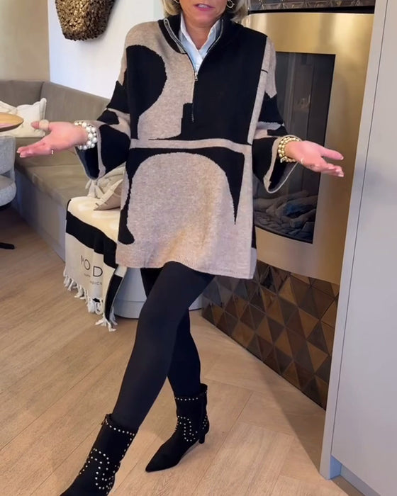 Half-Zip Stand Collar Fashionable Pullover