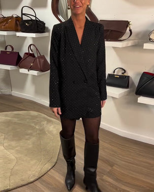 Solid Color Shimmering Suit Collar Jumpsuit